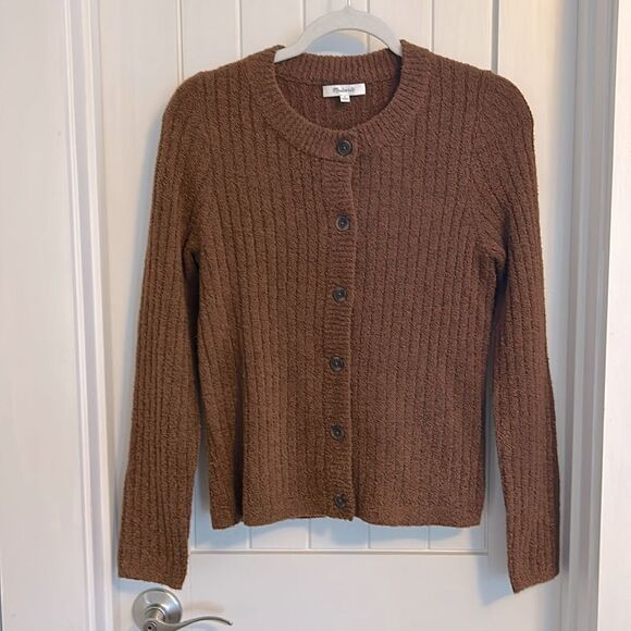 Madewell Sweaters - Madewell Merritt Shrunken Cardigan Sweater Size Medium Marled Maple Brown